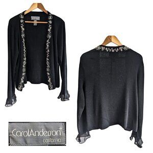Vintage 90s/Y2K CAROL ANDERSON California Silk Cotton Embroidered Cardigan Sz XL